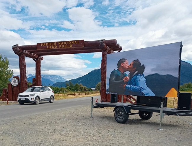 華邦瀛阿根廷項目案例：P3.91戶外租賃屏裝在拖車上，8㎡輕松應對游泳賽事